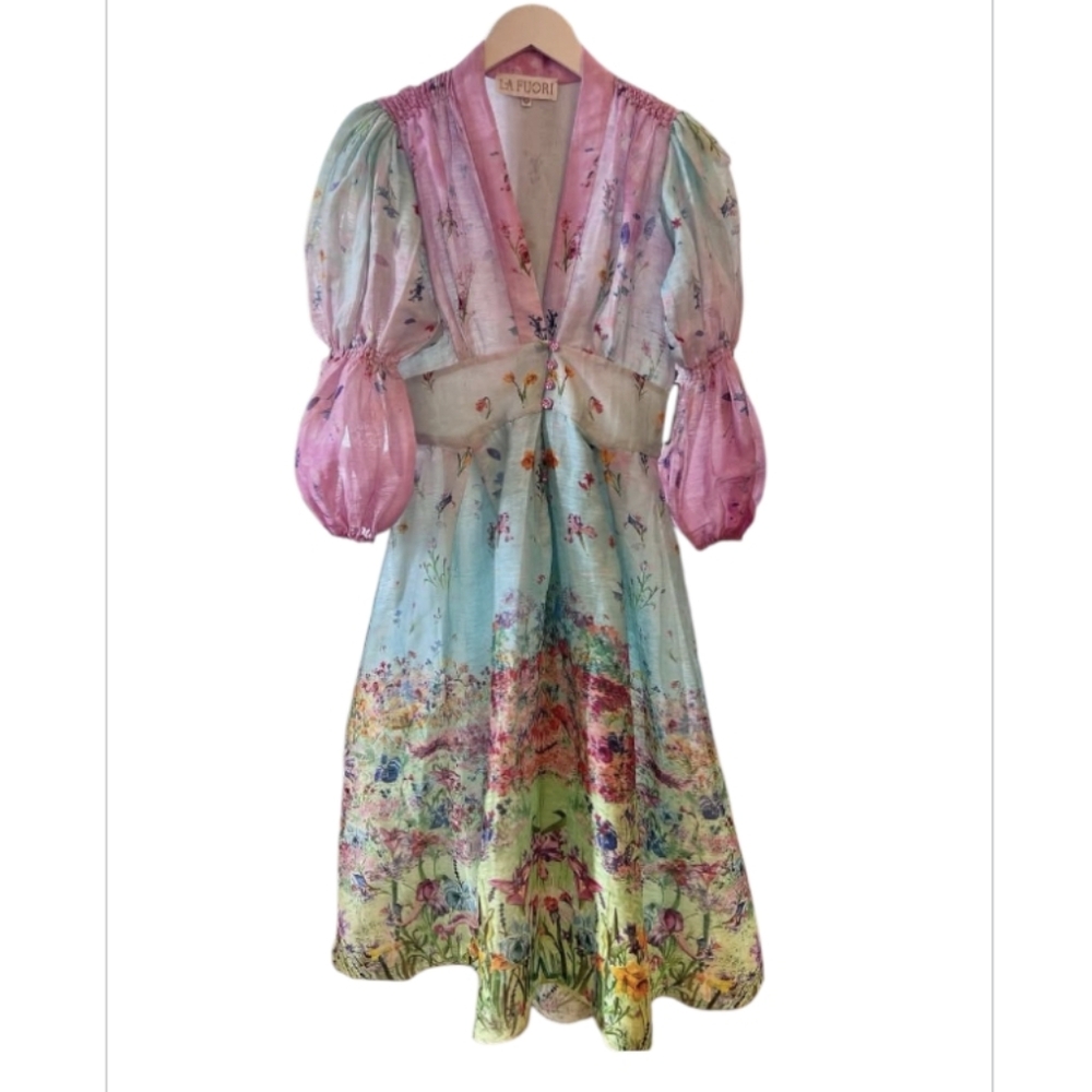 La Fuori Floral Dress NWT Size Small Silk